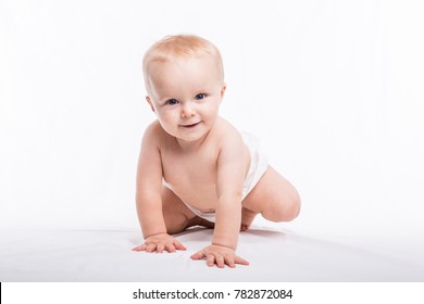 Baby boy portrait on white background