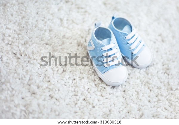 Baby Boy Shoes Blue Color On Stock 
