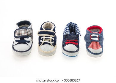 Baby Boy Shoes Isolated On White Background