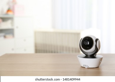 Baby Camera On Table In Room, Space For Text. Video Nanny