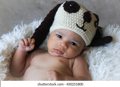 baby Cameron modeling his puppy suit