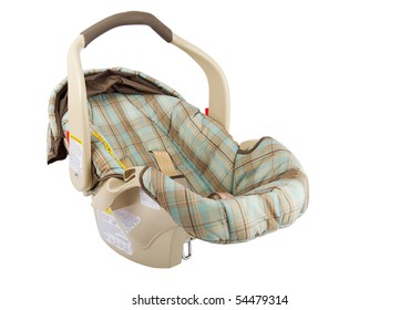 A Baby Car Seat Carrier Isolated On A White Background