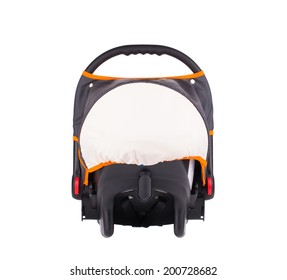 Baby Car Seat Isolated On The White In Closeup