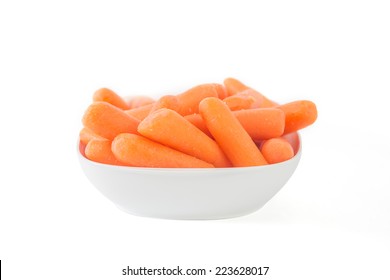 Baby Carrots In Bowl On White Background