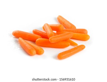 Baby Carrots Isolated On A White Background