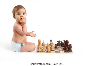 Baby Chewing On Chess Piece