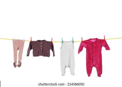 Baby Clothes Hanging On Washing Line