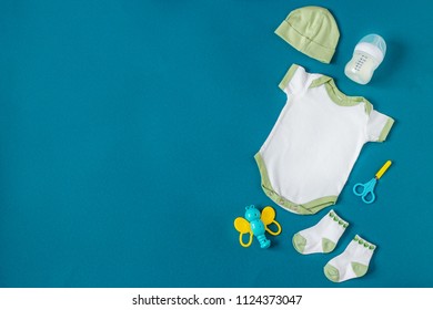 Baby Clothing. Care Items For Newborns. Concept Of Newborns, Motherhood, Care, Lifestyle.