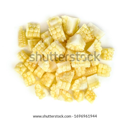 baby corn sliced isolated on white background