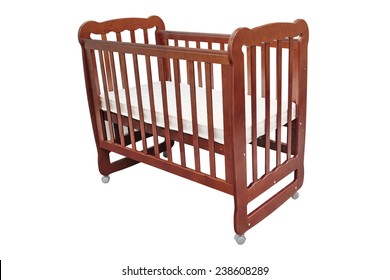 Baby Cot Isolated Under The White Background