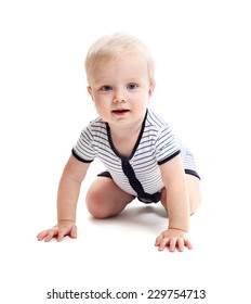 Baby Crawls. Isolated On White Background