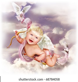 Baby Cupid With Angel Wings