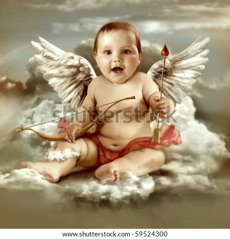 Baby cupid with angel wings