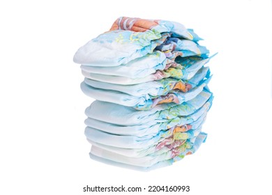 Baby Diapers Isolated On White Background Stock Photo 2204160993 ...