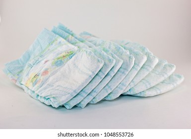 Baby Diapers On A White Background