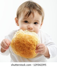 Baby Eating Bun Bread