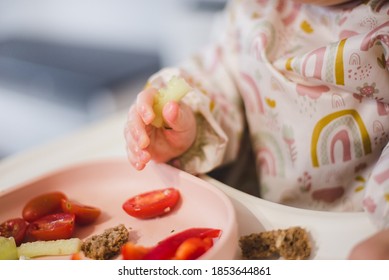 Baby Eating A Piece Of Cucumber, Baby Lead Weaning