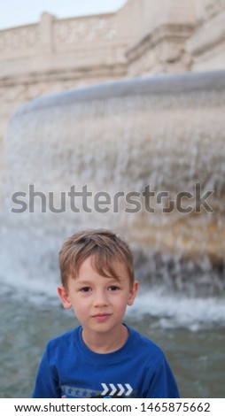 Similar – Cute little boy toaching the water with his feet.