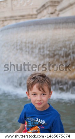 Similar – Cute little boy toaching the water with his feet.