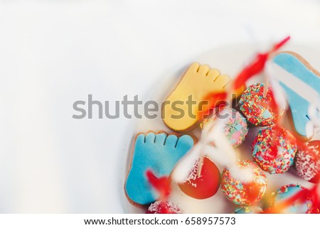 Baby Feet Cookies Shower Party Stock Photo Edit Now 658957573