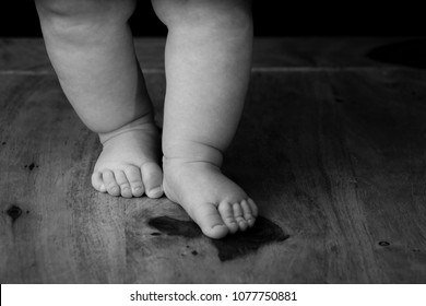 Baby Feet Walking, Black And White