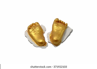 Baby Foot  Print Gold Color In Gypsum