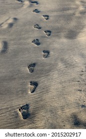 Baby Footprints In The Sea Sand