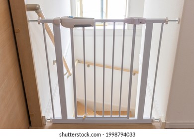 Baby Gate Installed On The Stairs