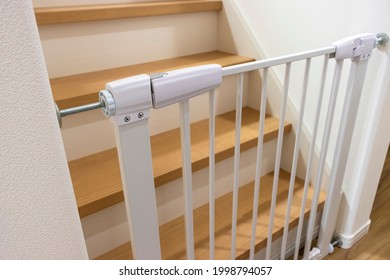 Baby Gate Installed On The Stairs