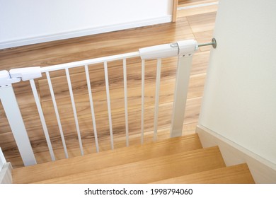 Baby Gate Installed On The Stairs