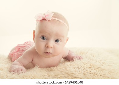 Baby Girl Doing Tummy Time