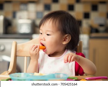 Baby Girl Eating Vegetable Home Stock Photo 705425164 | Shutterstock