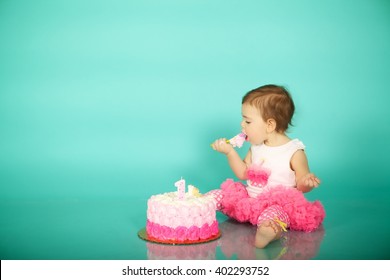 Baby Girl First Birthday Cake Smash Photo Shoot