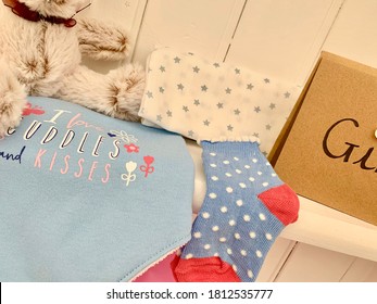 Baby Girl Gifts With Teddy Bear And Card Saying Girl!