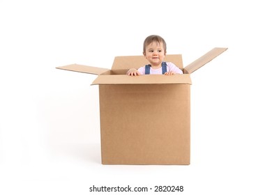 Baby Girl Inside Box, Smiling