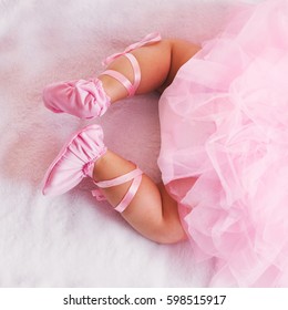 Baby Girl Like A Ballet Dancer In Pink Tutu