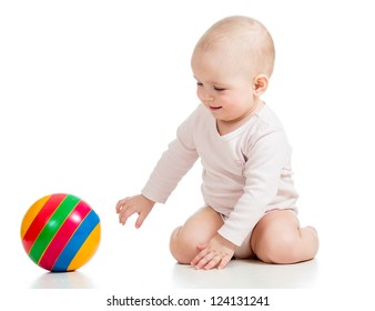 Baby Girl Playing With Ball