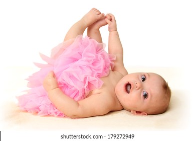 Baby Girl Wearing A Pink Tutu