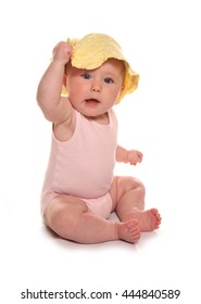 Baby Girl Wearing Yellow Sun Hat Cutout