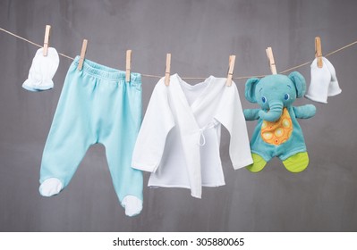 Baby Goods Hanging On The Clothesline