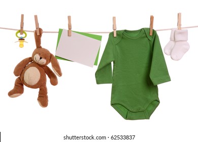 Baby Goods Hanging On The Clothesline