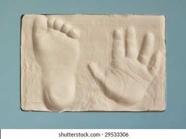 Baby Hand And Foot Print In Gypsum