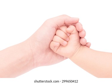 baby hand in hand of love isolated on white background