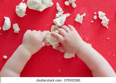 Baby Hands Hands Molded From Salt Dough. Top View