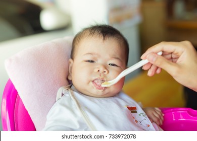 Baby Hungry Parent Feed Him She Stock Photo 733972168 