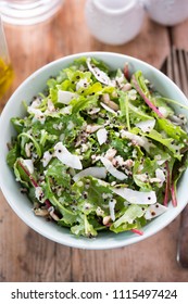 Baby Kale Salad With Quinoa, Coconut And Mint Dressing 