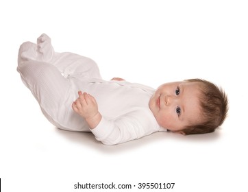 Baby Kicking Feet White Background