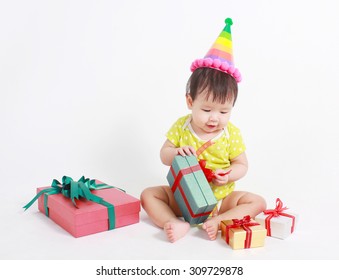 Baby Laughing Wearing Party Hat