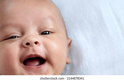 Baby Looking With Big Eyes Just After Having A Good Sleep In Bed Stock Photos  