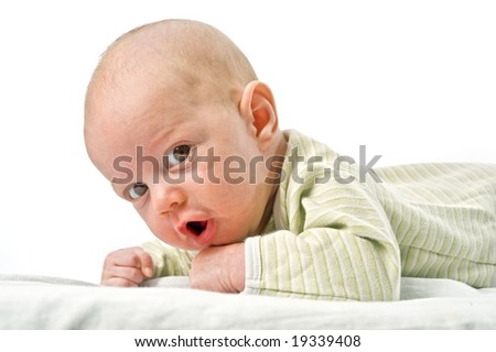 Similar – Baby girl two months old yawning